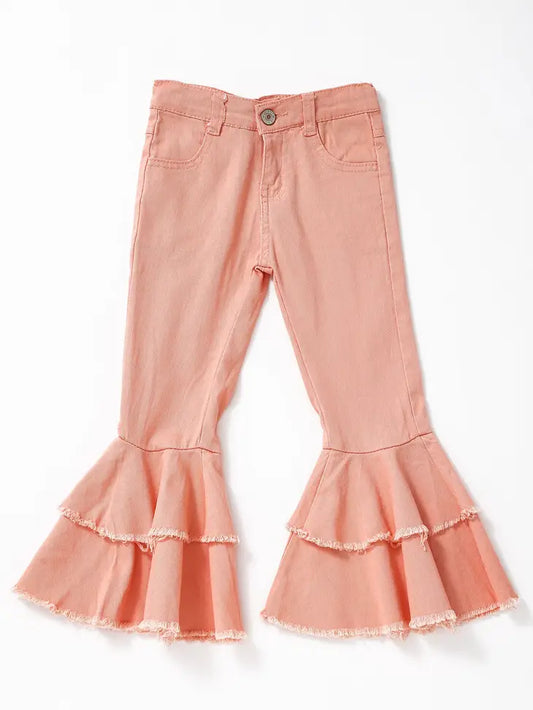 Peach Double Layer Girls Jeans