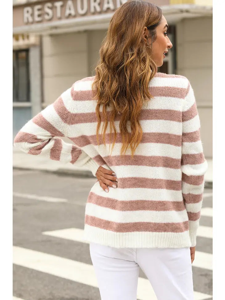Striped Round Neck Casual Sweater
