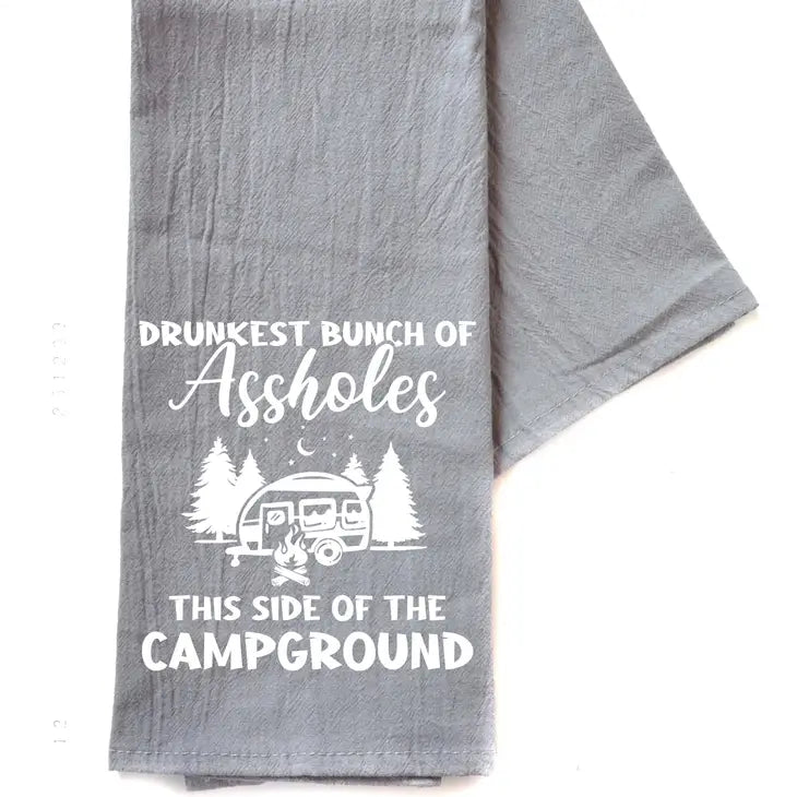 Drunkest Bunch of Assholes Camping - Gray Hand Towel