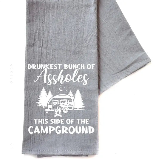 Drunkest Bunch of Assholes Camping - Gray Hand Towel