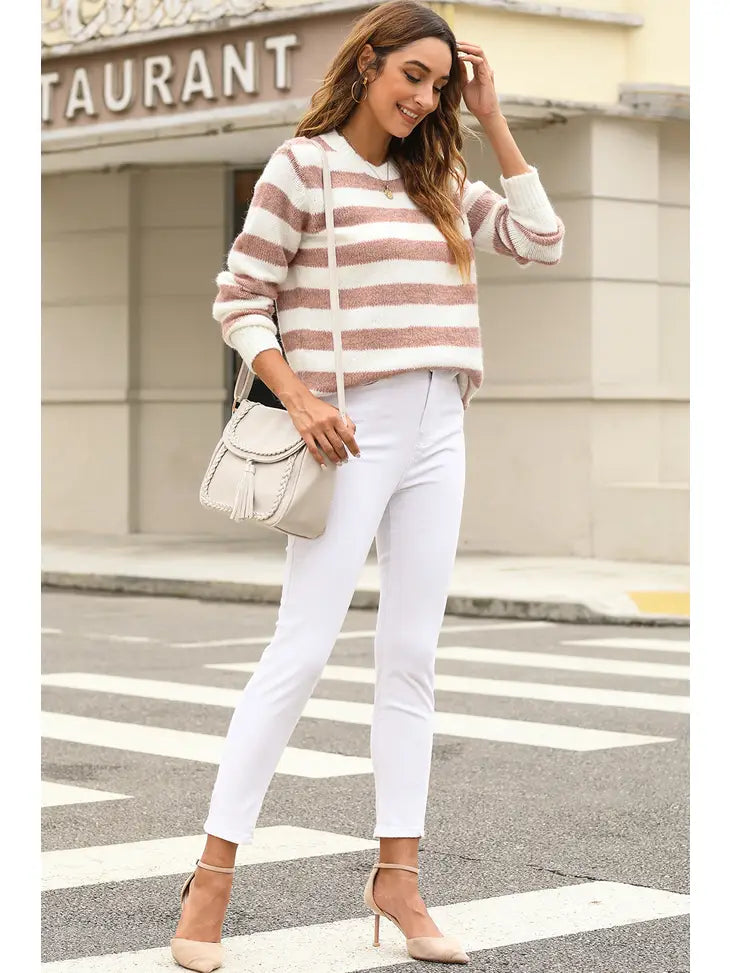 Striped Round Neck Casual Sweater