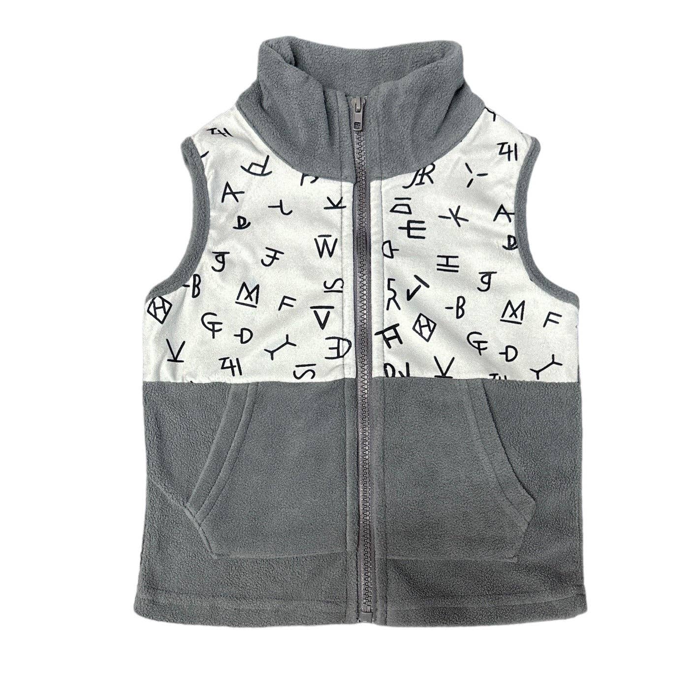 Grey Brand Print Fleece Vest