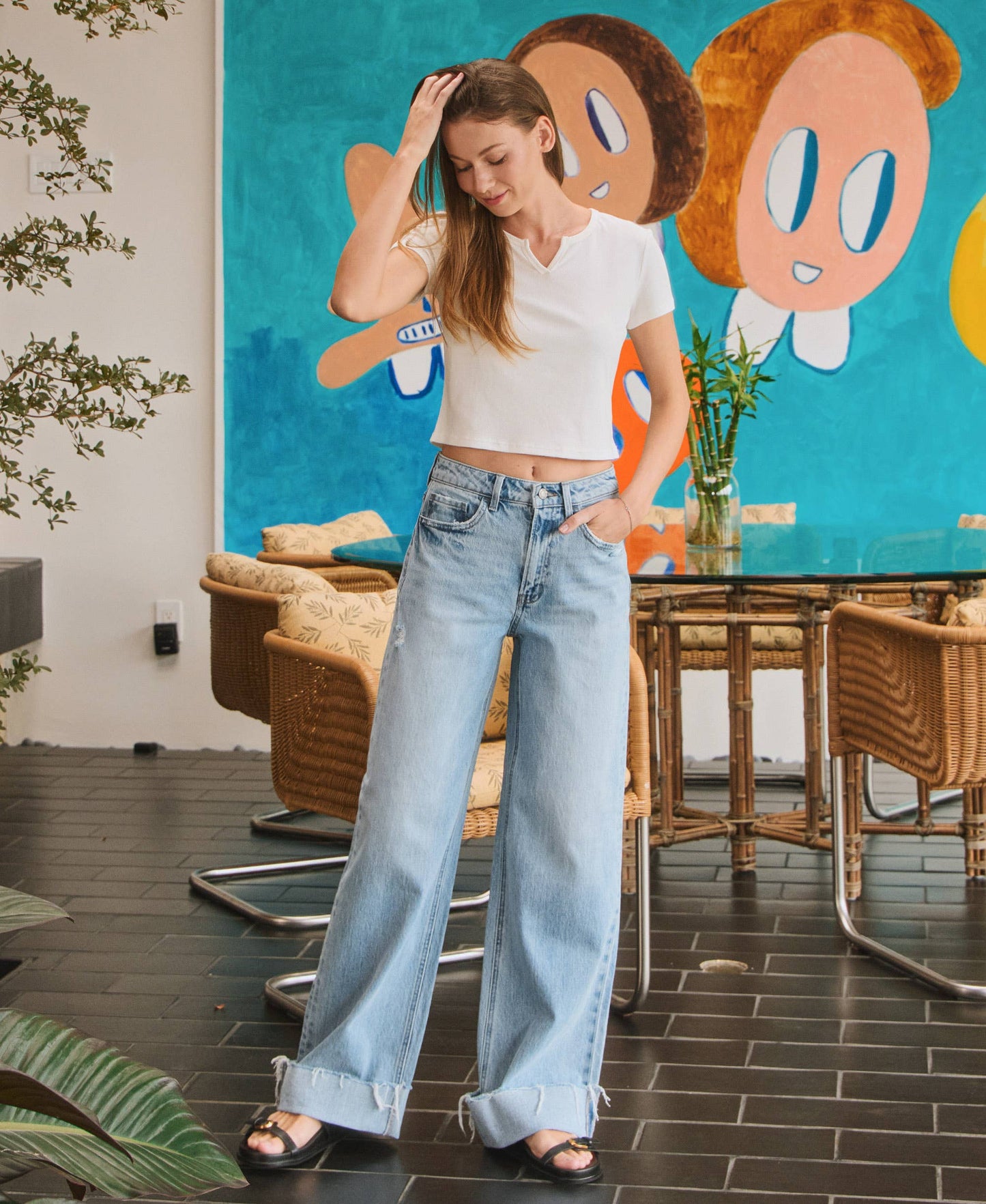 Super High Rise Wide Leg Jean - Vervet by Flying Monkey