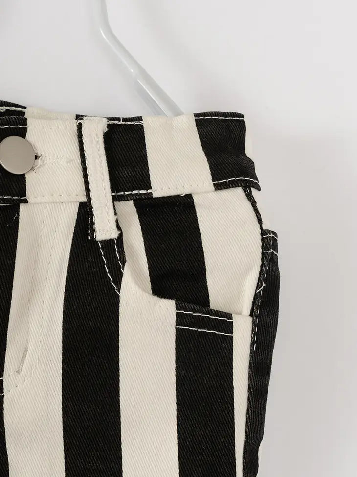 Black Stripe Girl Denim Bell Pant