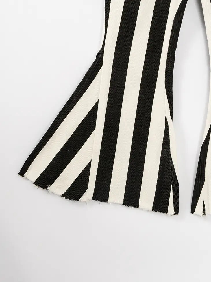 Black Stripe Girl Denim Bell Pant