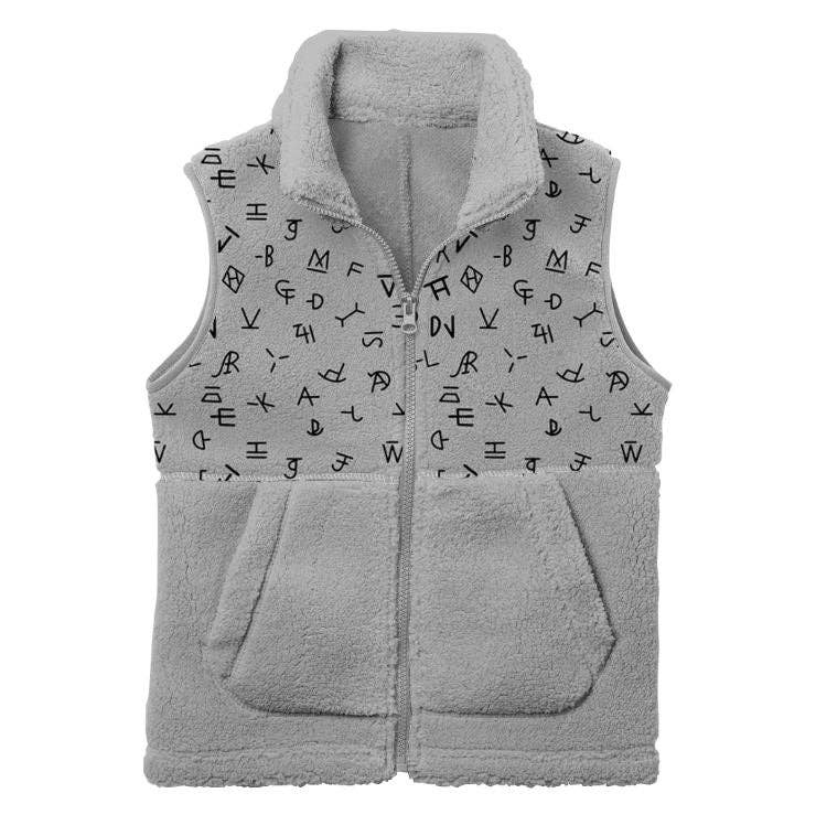 Grey Brand Print Fleece Vest